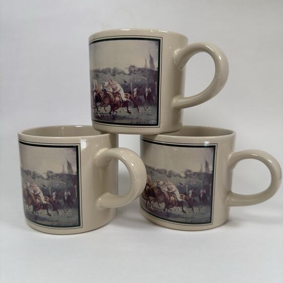 Ralph Lauren Polo Club Mug Cup set of 3 Japan, Horse Equestrian Sport 1980s VTG - Picture 2 of 12
